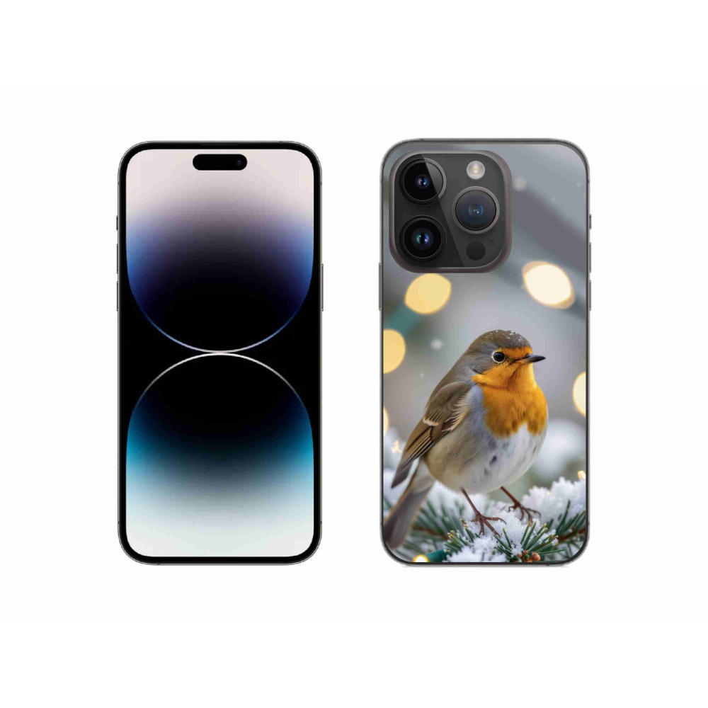 Gélový kryt mmCase na iPhone 14 Pro - červienka v zime