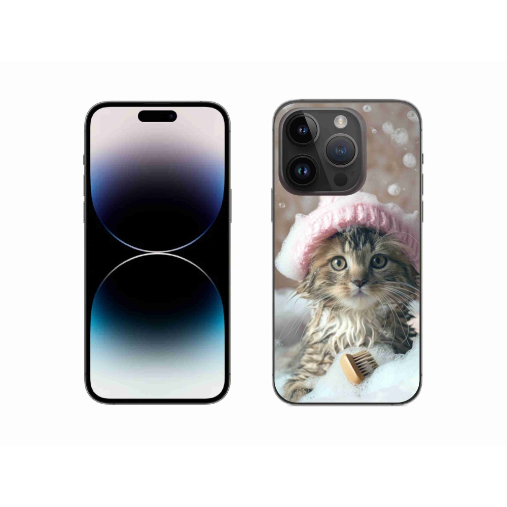 Gélový kryt mmCase na iPhone 14 Pro - mačiatko a kúpeľ