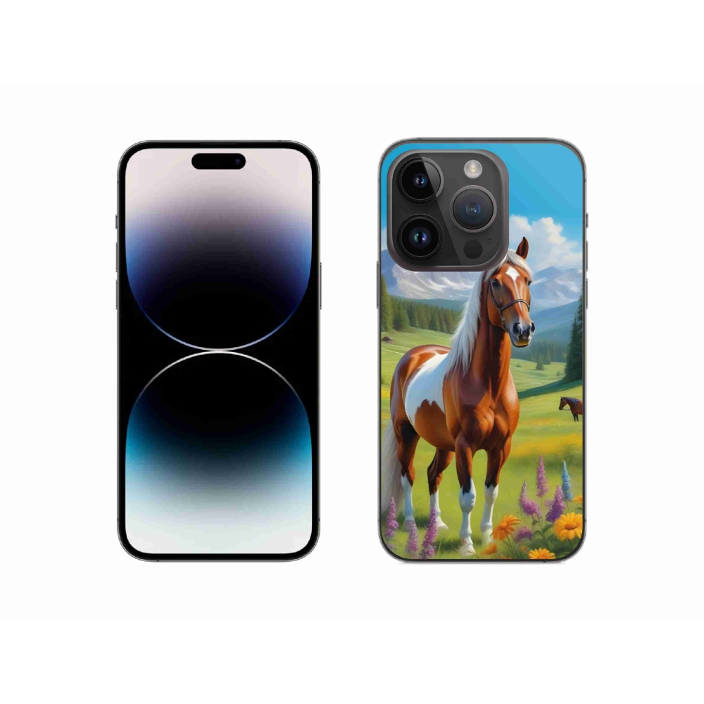Gélový kryt mmCase na iPhone 14 Pro - kôň na lúke