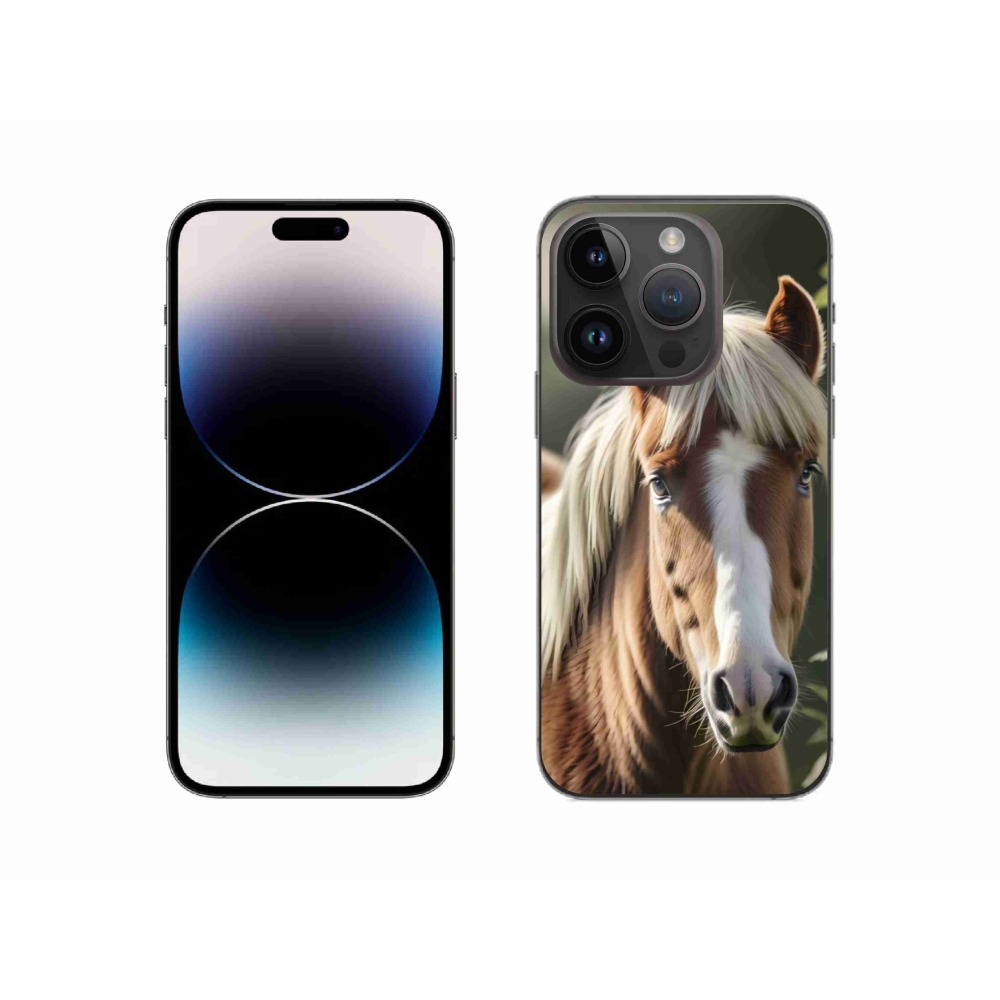 Gélový kryt mmCase na iPhone 14 Pro - kôň so svetlou hrivou