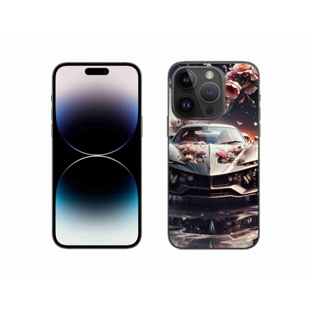 Gélový kryt mmCase na iPhone 14 Pro - kvetinový športový automobil