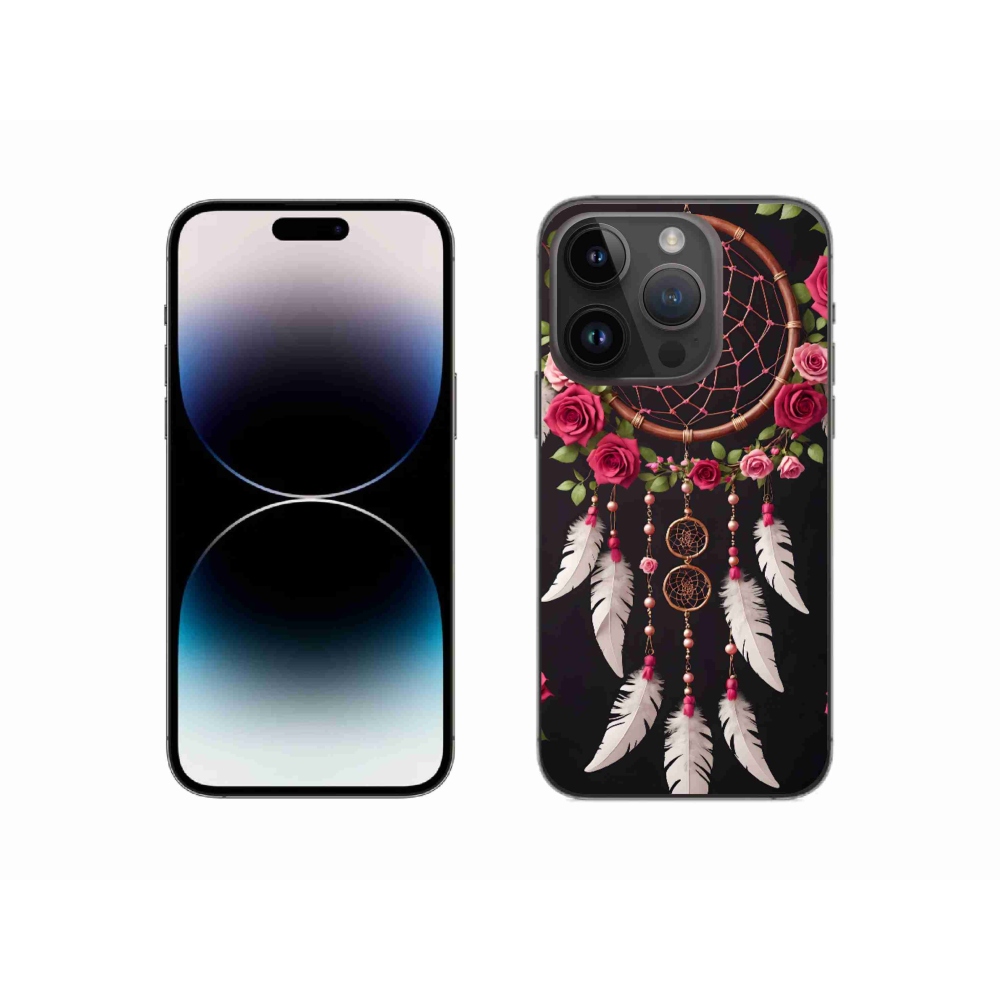 Gélový kryt mmCase na iPhone 14 Pro - lapač snov s ružami