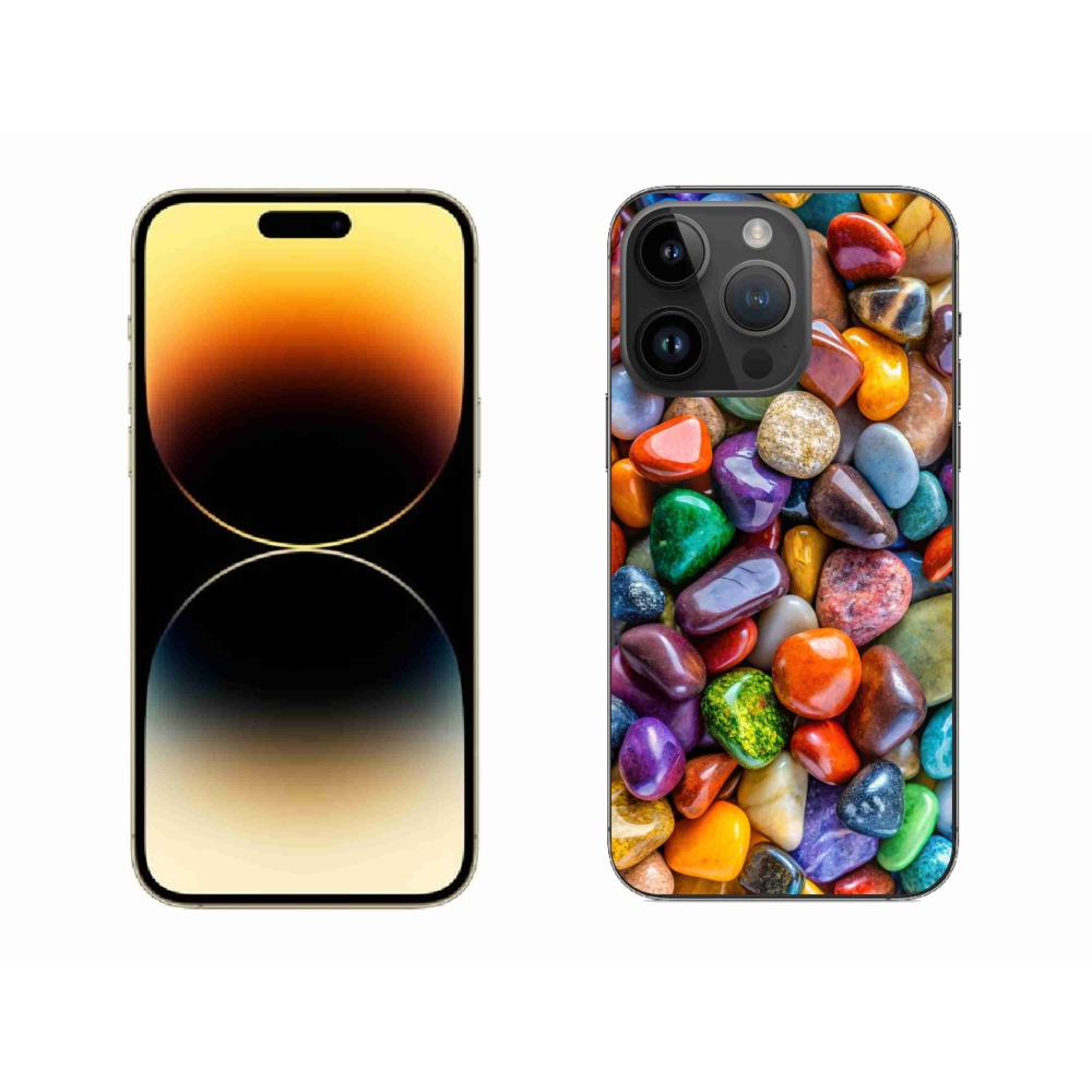 Gélový kryt mmCase na iPhone 14 Pro Max - farebné kamienky