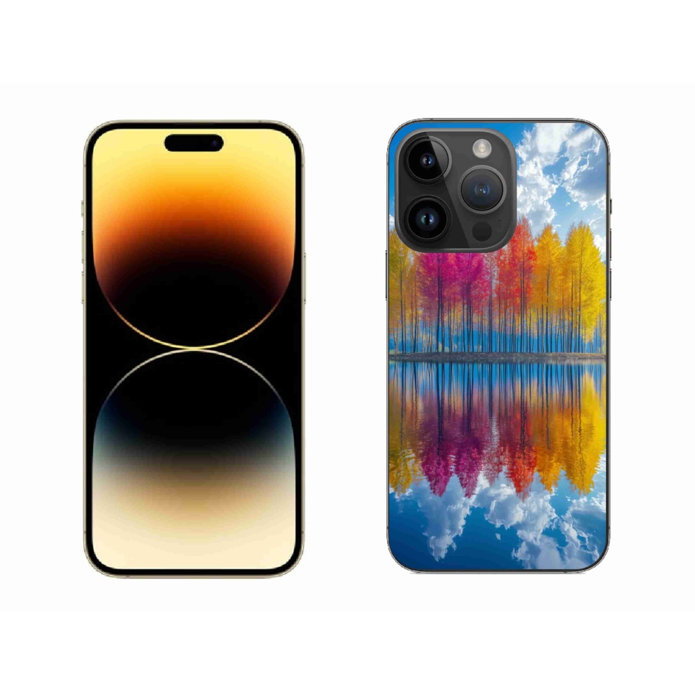 Gélový kryt mmCase na iPhone 14 Pro Max - farebné stromy