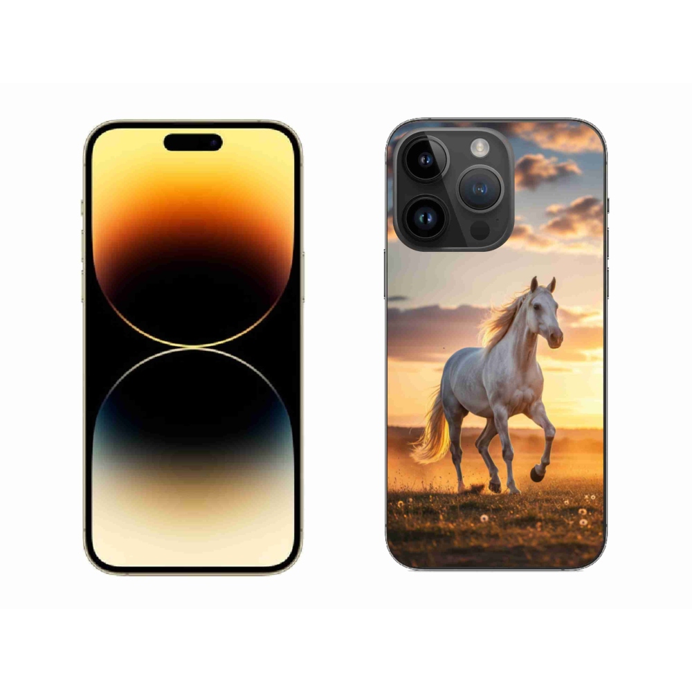 Gélový kryt mmCase na iPhone 14 Pro Max - bežiaci biely kôň 2