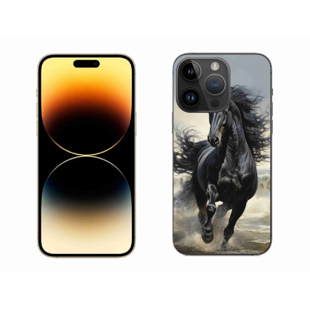 Gélový kryt mmCase na iPhone 14 Pro Max - bežiaci čierny kôň
