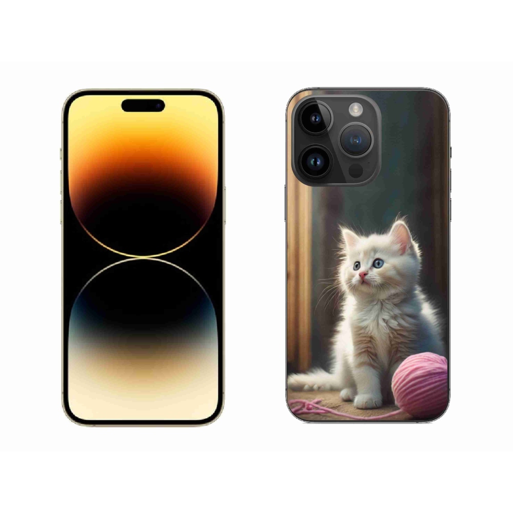 Gélový kryt mmCase na iPhone 14 Pro Max - biele mačiatko 2