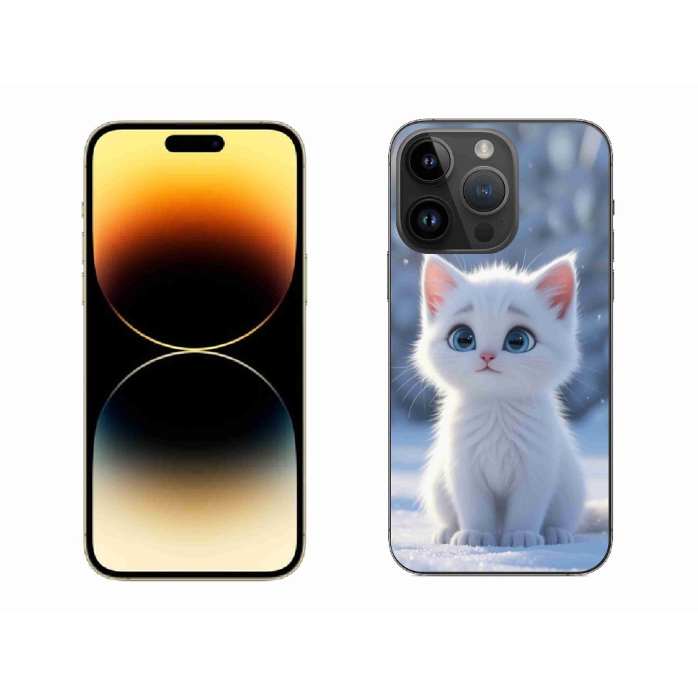 Gélový kryt mmCase na iPhone 14 Pro Max - biele mačiatko 3