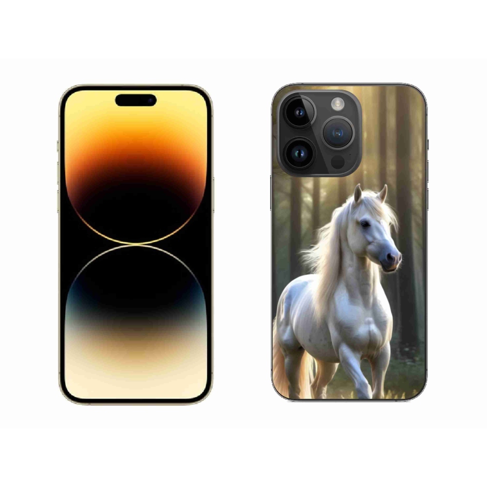 Gélový kryt mmCase na iPhone 14 Pro Max - biely kôň 3