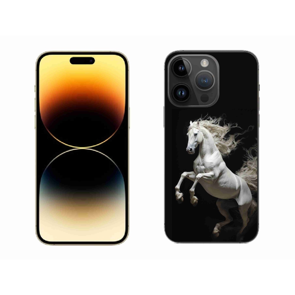 Gélový kryt mmCase na iPhone 14 Pro Max - biely kôň 4