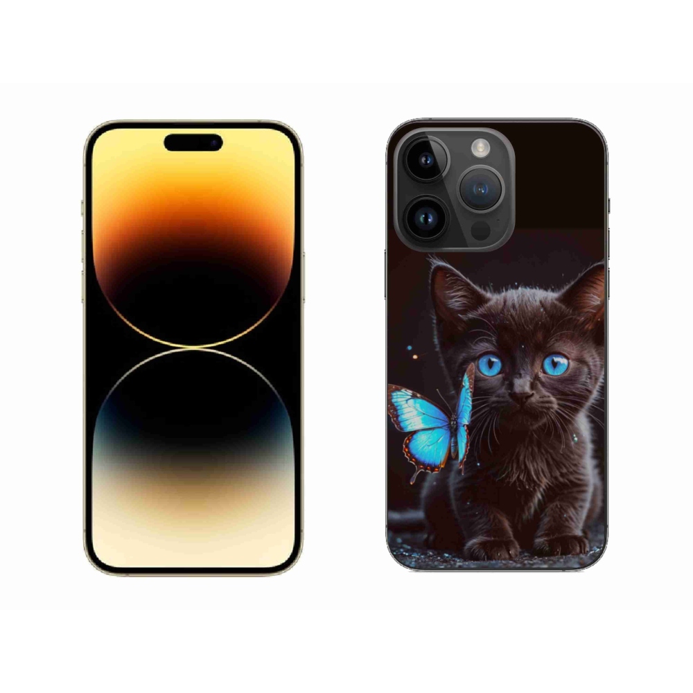 Gélový kryt mmCase na iPhone 14 Pro Max - čierne mačiatko 3