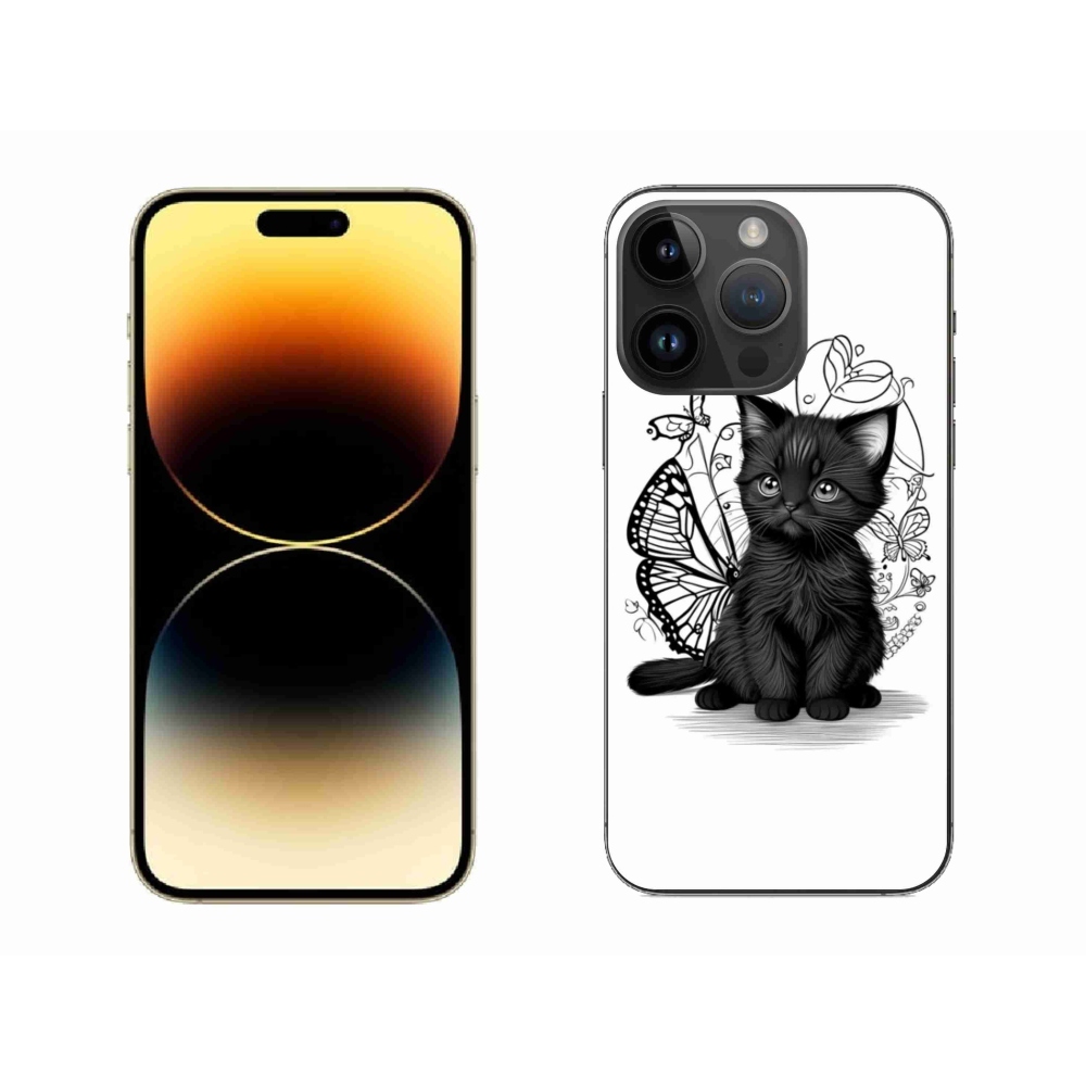 Gélový kryt mmCase na iPhone 14 Pro Max - čierne mačiatko