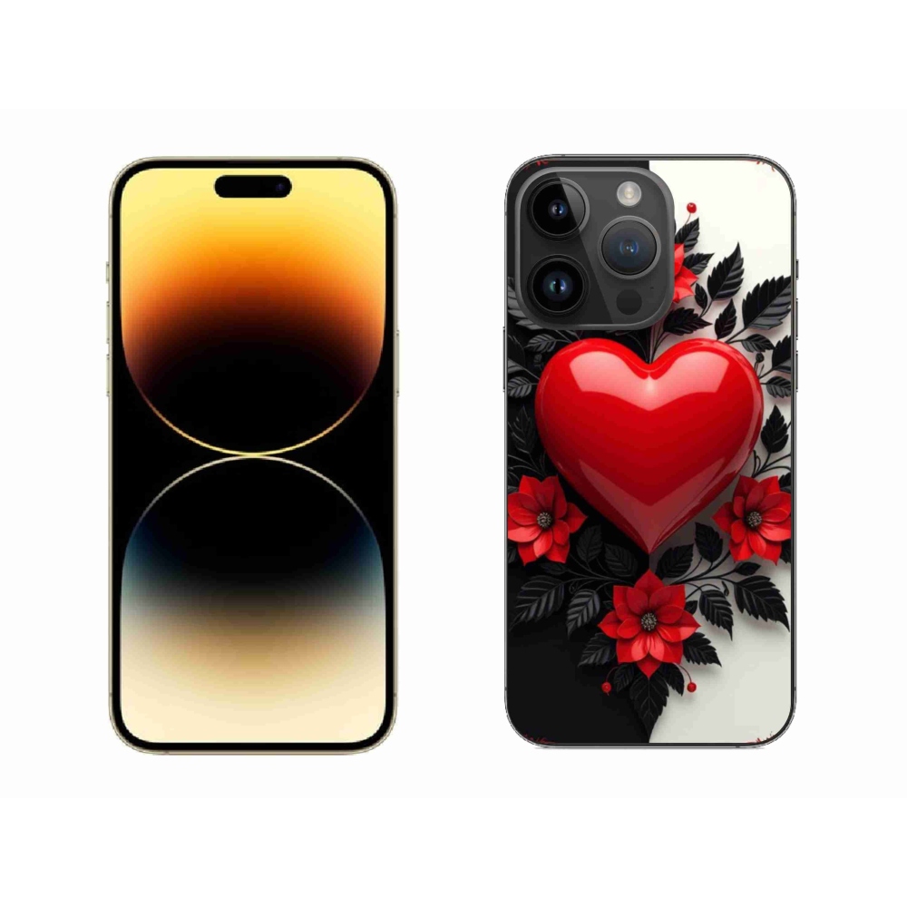 Gélový kryt mmCase na iPhone 14 Pro Max - červené srdce