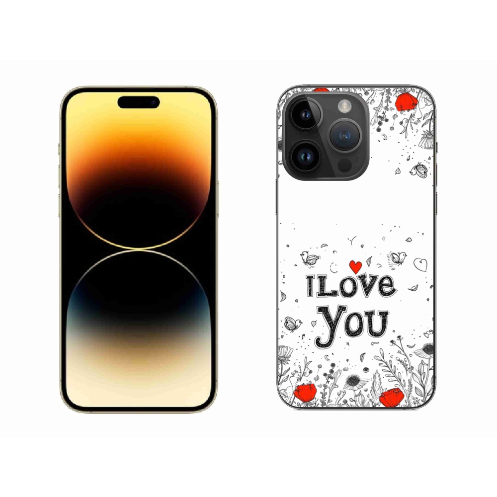 Gélový kryt mmCase na iPhone 14 Pro Max - I love you biele pozadie