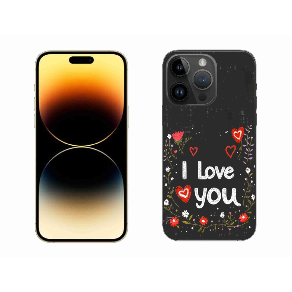 Gélový kryt mmCase na iPhone 14 Pro Max - I love you čierne pozadie