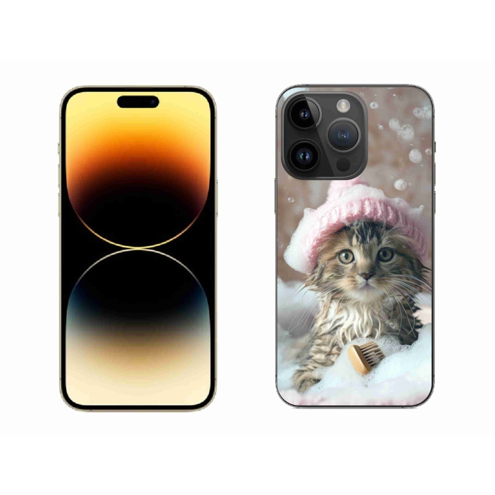Gélový kryt mmCase na iPhone 14 Pro Max - mačiatko a kúpeľ