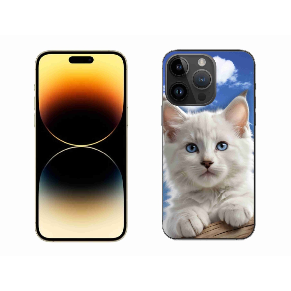 Gélový kryt mmCase na iPhone 14 Pro Max - mačiatko a oblaky