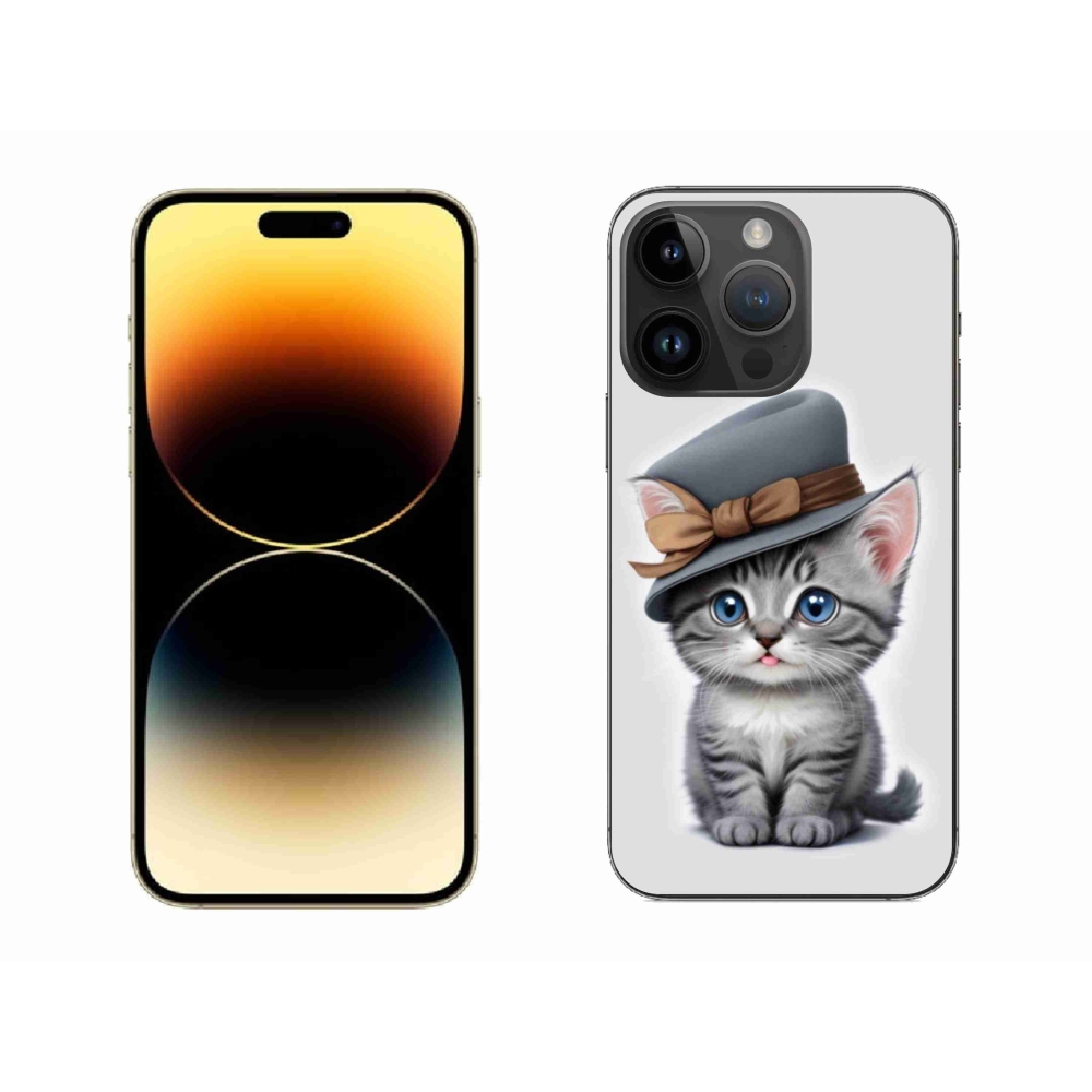 Gélový kryt mmCase na iPhone 14 Pro Max - mačiatko s klobúkom