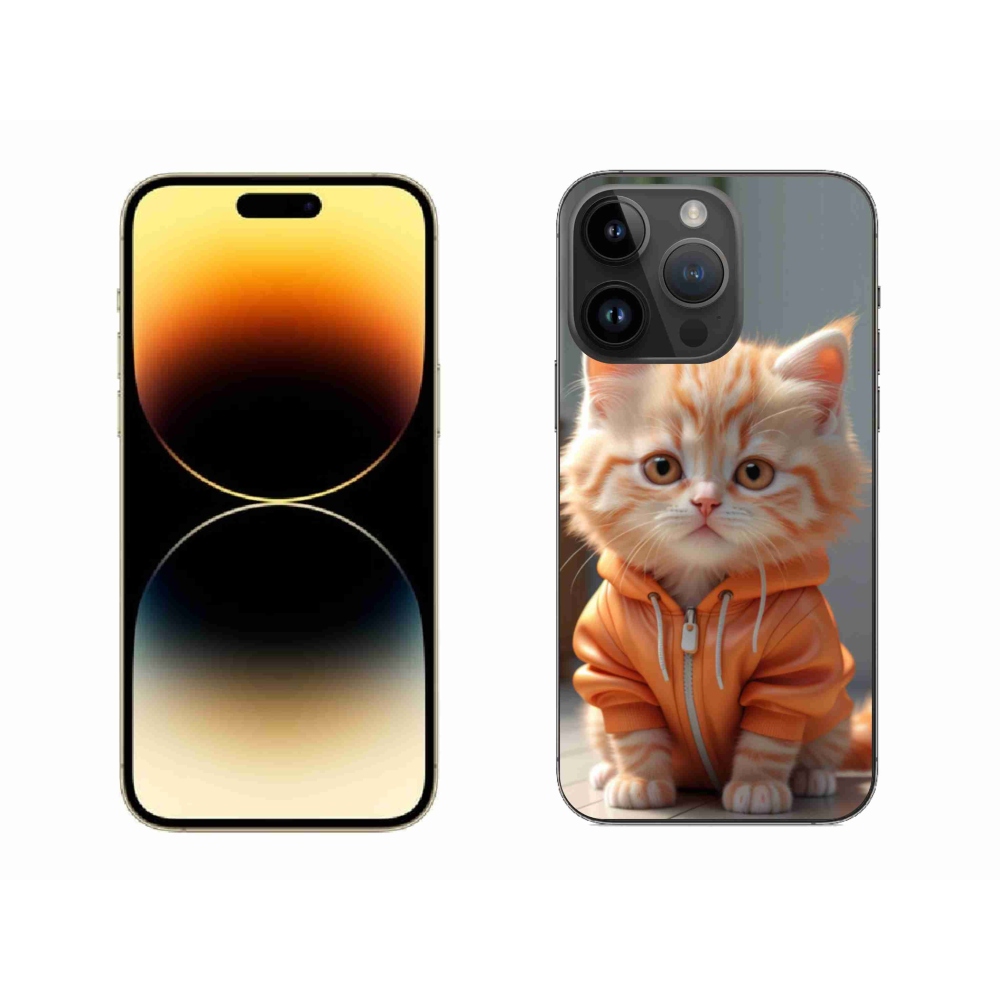 Gélový kryt mmCase na iPhone 14 Pro Max - mačiatko v mikine