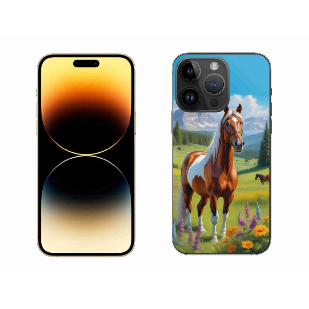 Gélový kryt mmCase na iPhone 14 Pro Max - kôň na lúke