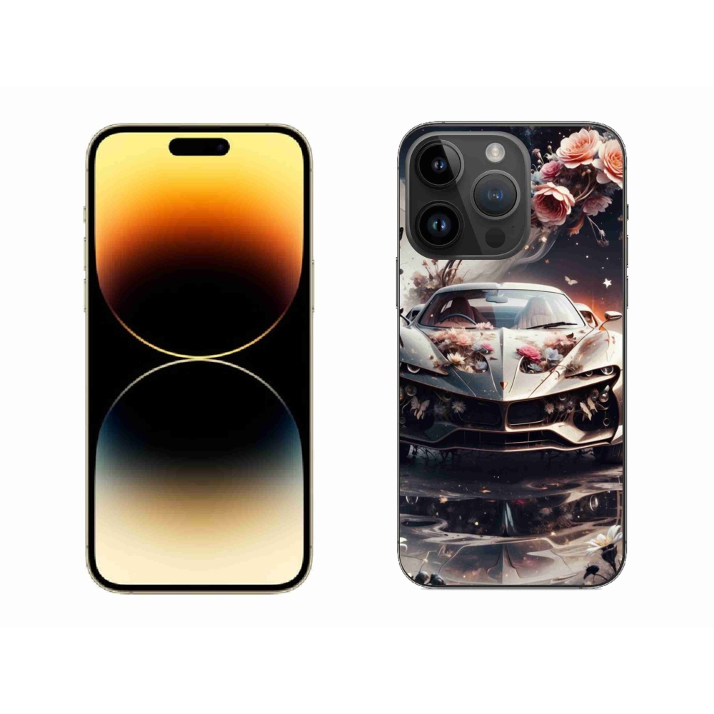 Gélový kryt mmCase na iPhone 14 Pro Max - kvetinový športový automobil
