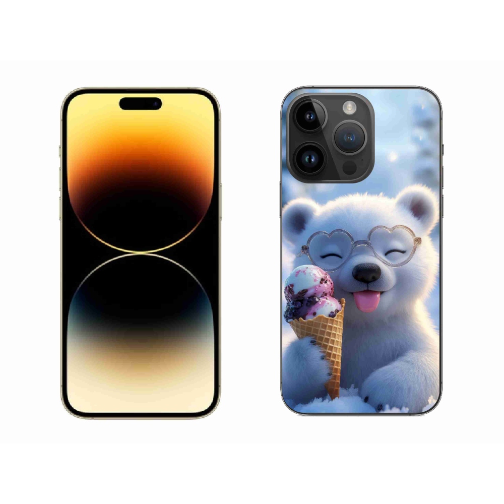 Gélový kryt mmCase na iPhone 14 Pro Max - medvedík so zmrzlinou