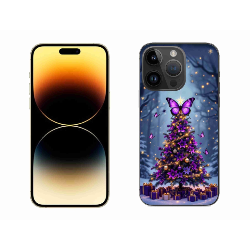 Gélový kryt mmCase na iPhone 14 Pro Max - motýlí vianočný stromček
