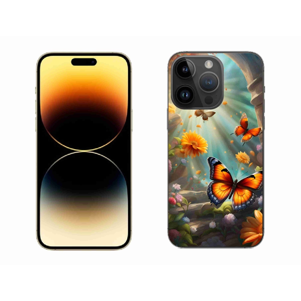 Gélový kryt mmCase na iPhone 14 Pro Max - motýlia záhrada 2