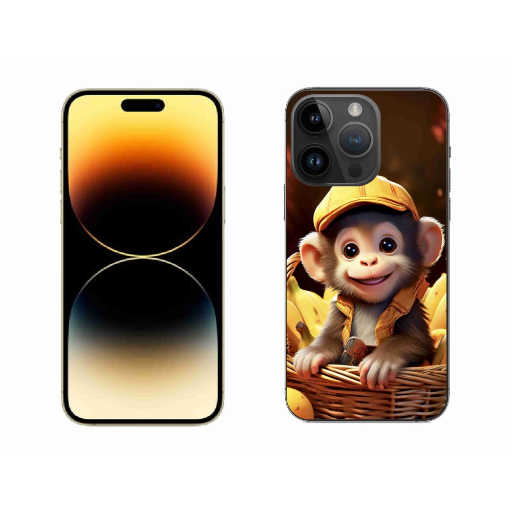 Gélový kryt mmCase na iPhone 14 Pro Max - opice v košíku