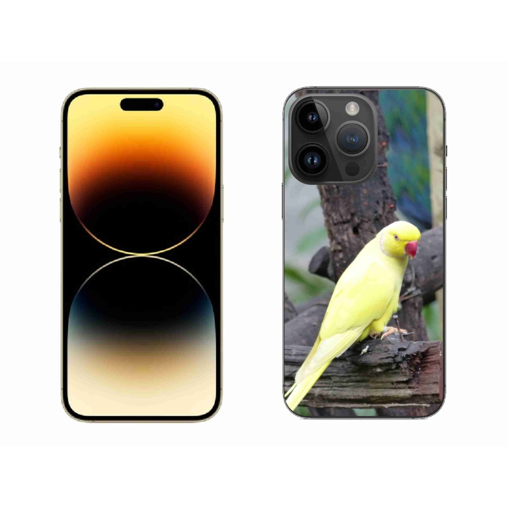 Gélový kryt mmCase na iPhone 14 Pro Max - papagáj alexander žltý