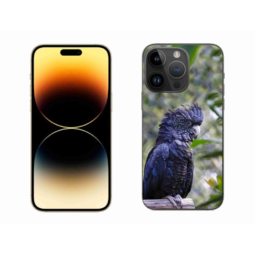 Gélový kryt mmCase na iPhone 14 Pro Max - papagáj kakadu čierny