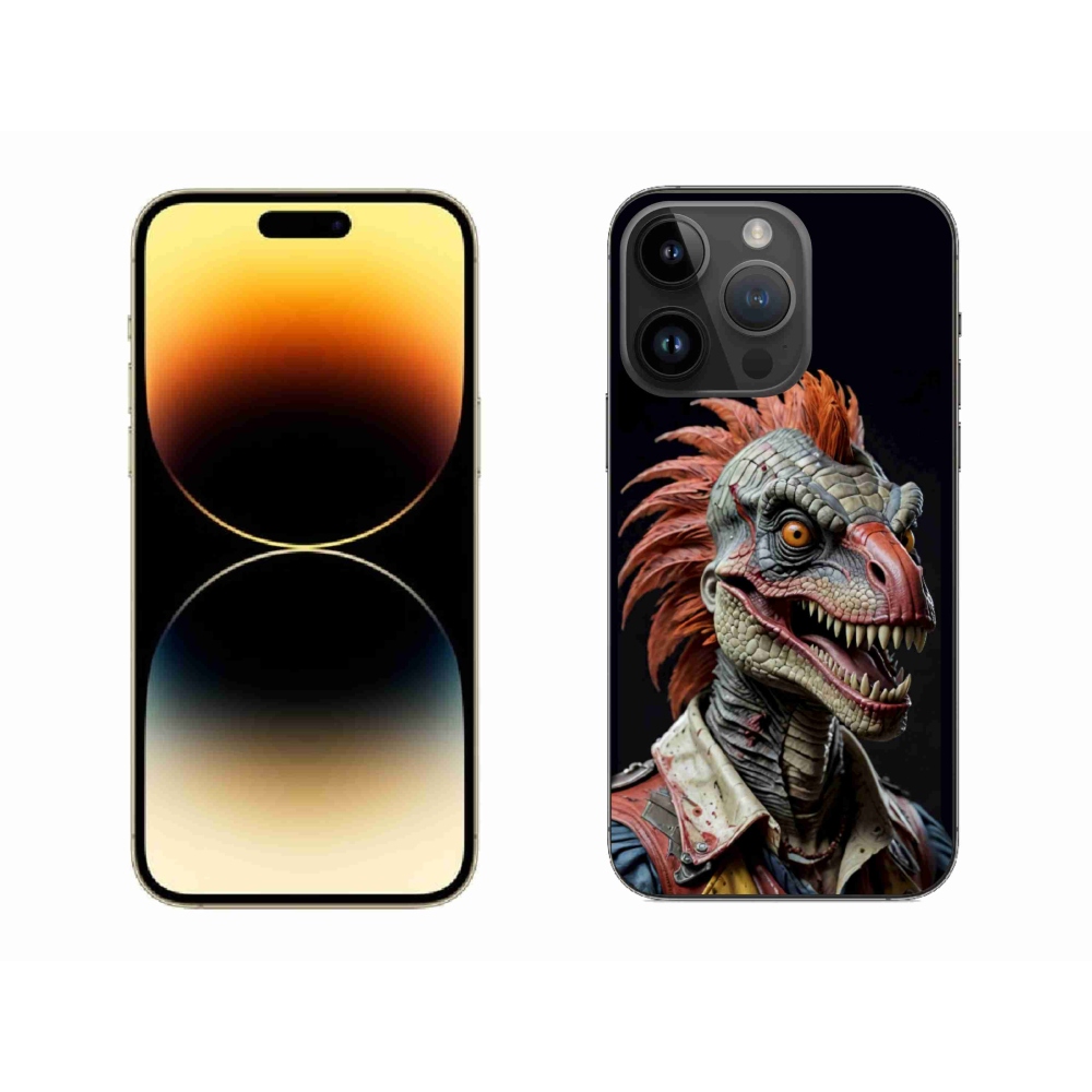 Gélový kryt mmCase na iPhone 14 Pro Max - punk dinosaurus