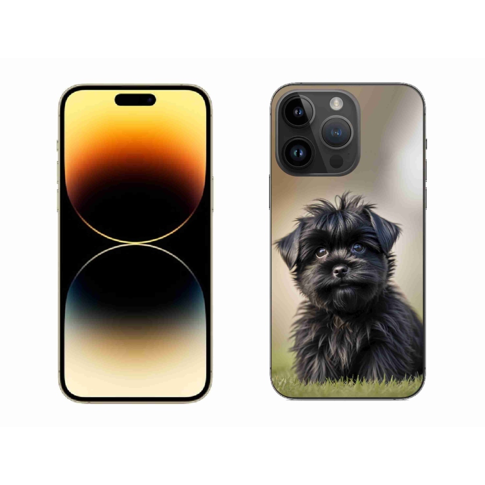 Gélový kryt mmCase na iPhone 14 Pro Max - roztomilý čierny psík
