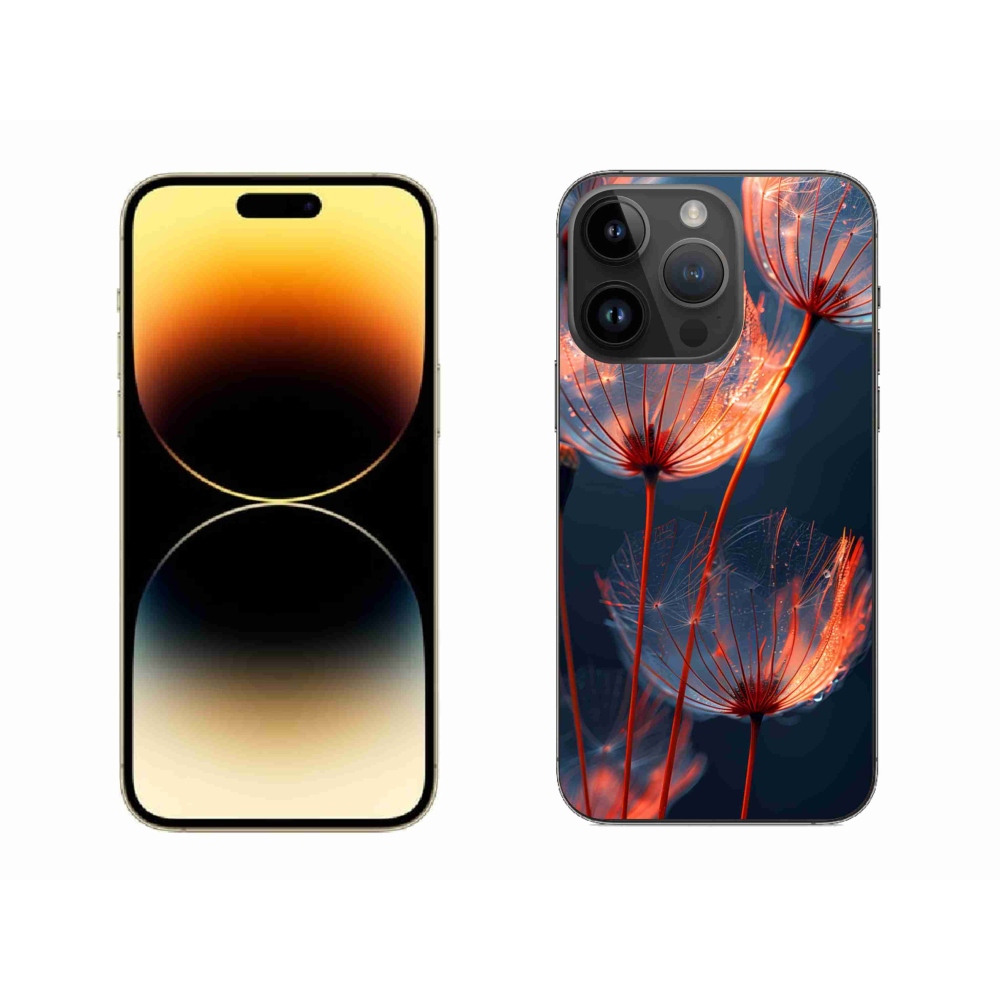 Gélový kryt mmCase na iPhone 14 Pro Max - svetielkujúce páperie