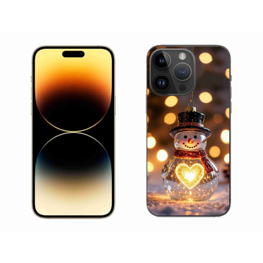 Gélový kryt mmCase na iPhone 14 Pro Max - svietiaci vianočný snehuliak