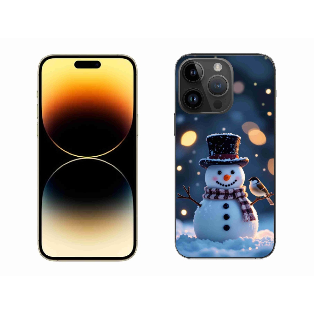 Gélový kryt mmCase na iPhone 14 Pro Max - vianočný snehuliak