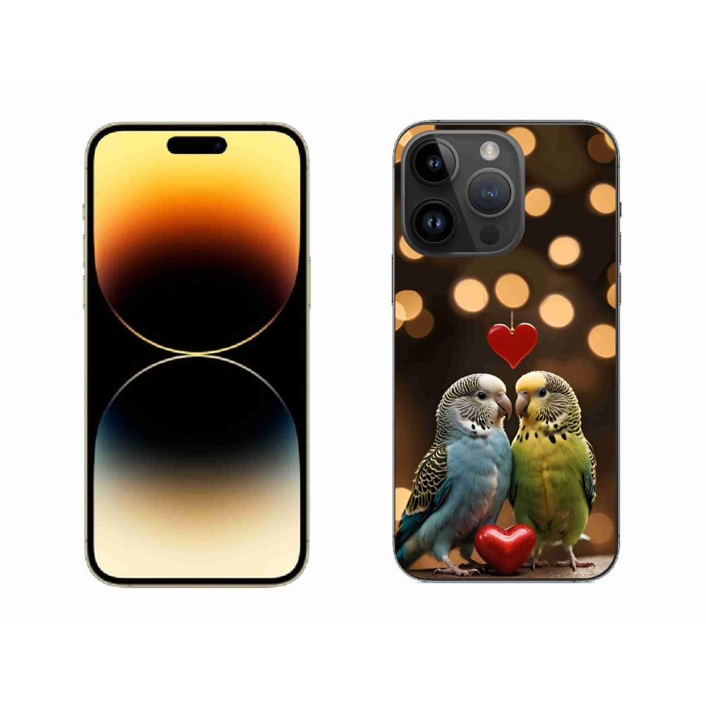 Gélový kryt mmCase na iPhone 14 Pro Max - zamilovaní papagáje