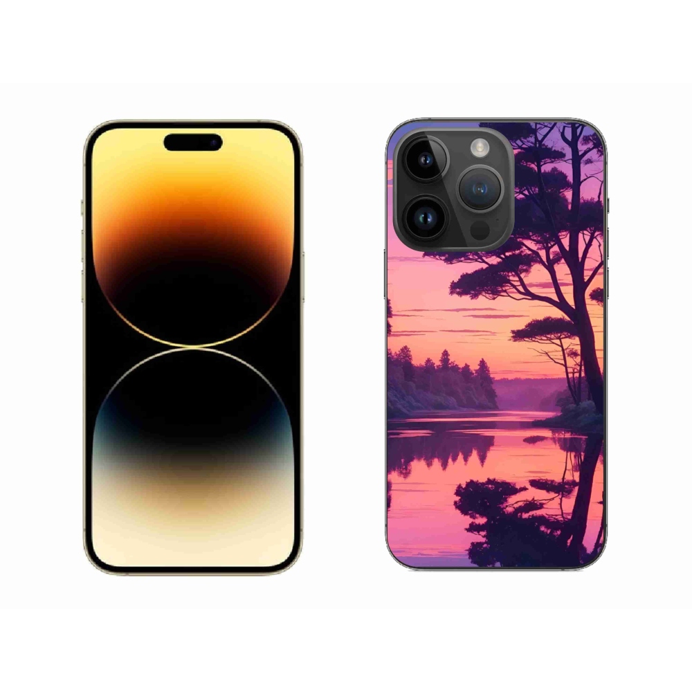 Gélový kryt mmCase na iPhone 14 Pro Max - západ slnka nad jazerom