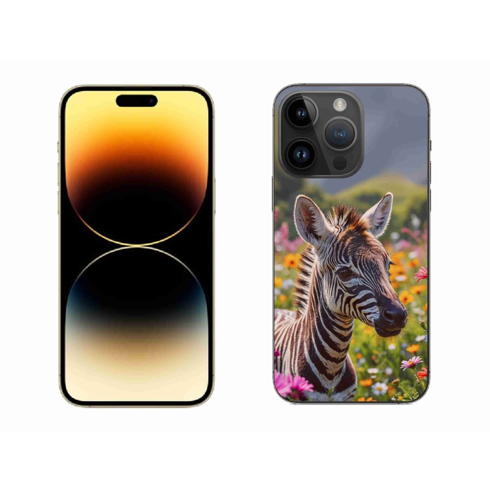 Gélový kryt mmCase na iPhone 14 Pro Max - zebra na lúke