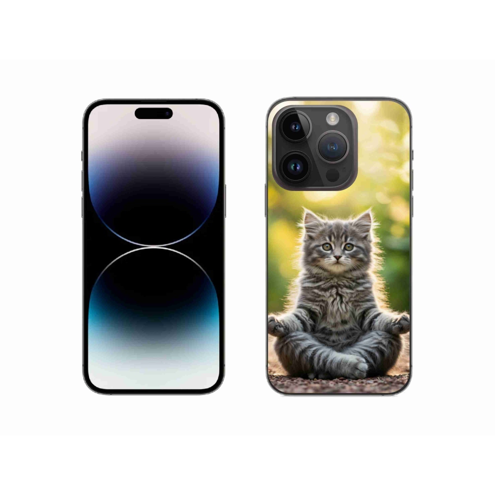 Gélový kryt mmCase na iPhone 14 Pro - meditujúce mačiatko