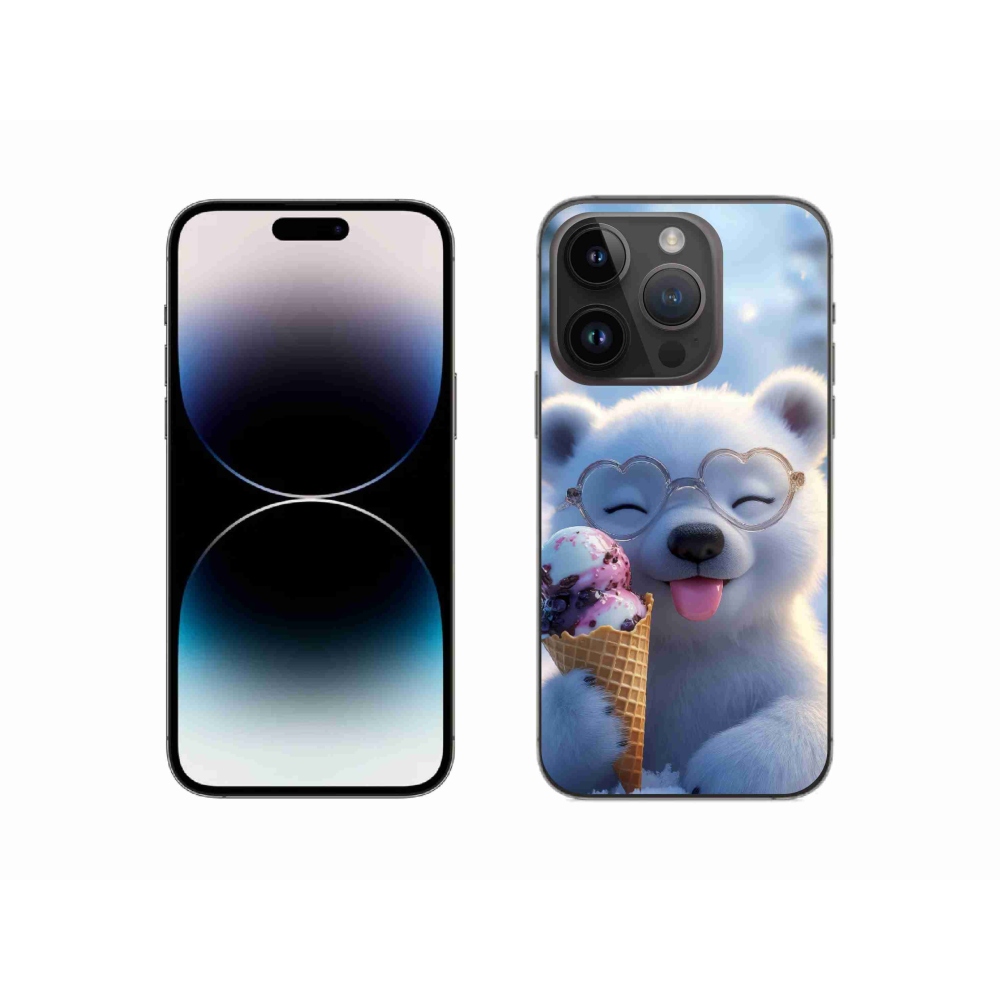 Gélový kryt mmCase na iPhone 14 Pro - medvedík so zmrzlinou