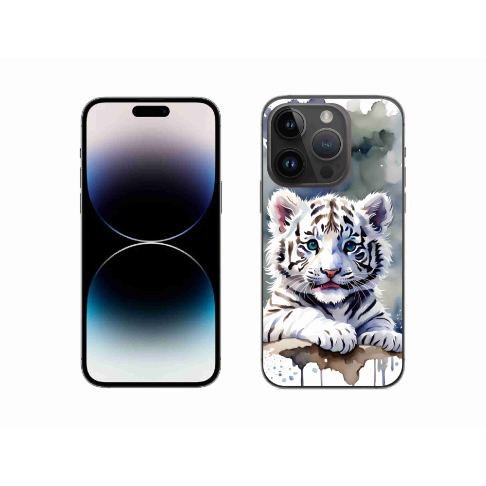 Gélový kryt mmCase na iPhone 14 Pro - mláďa bieleho tigra