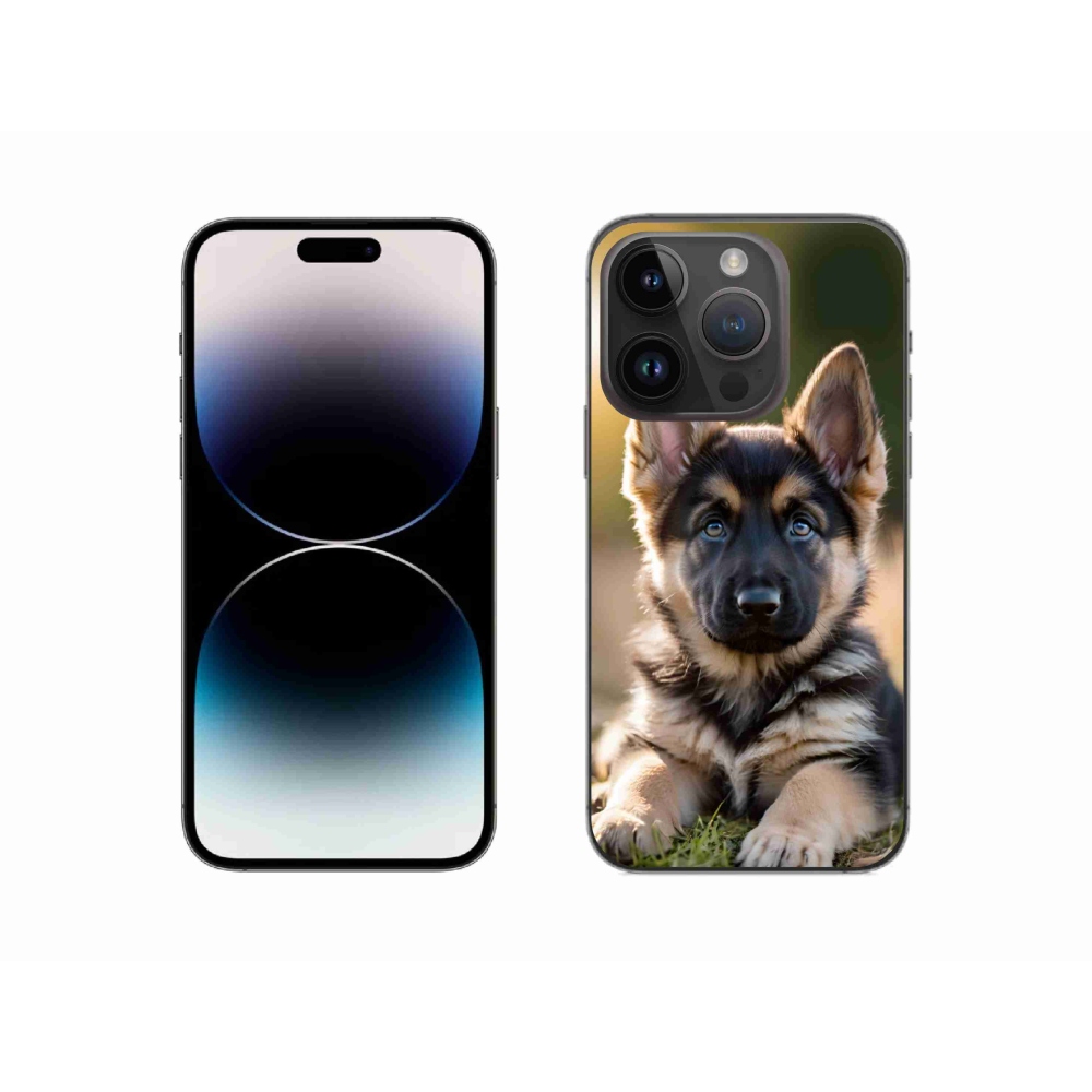Gélový kryt mmCase na iPhone 14 Pro - nemecký ovčiak v prírode