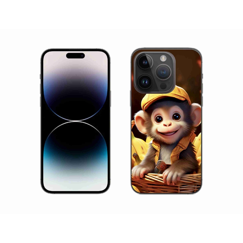Gélový kryt mmCase na iPhone 14 Pro - opice v košíku