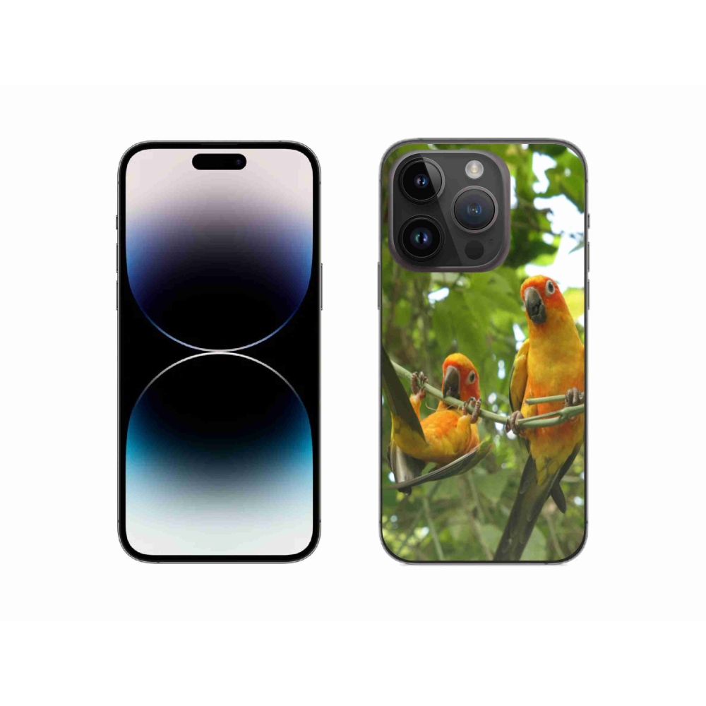 Gélový kryt mmCase na iPhone 14 Pro - papagáje aratingy