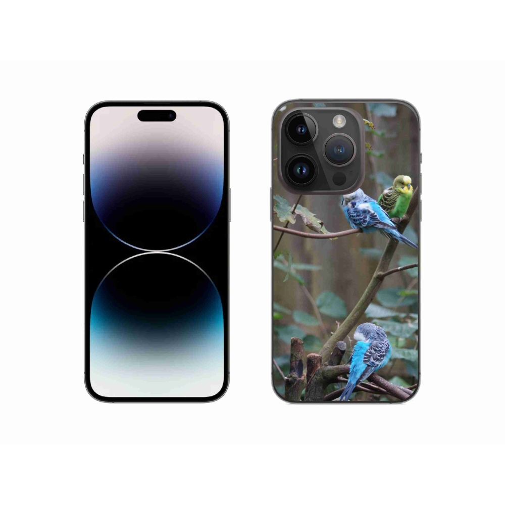 Gélový kryt mmCase na iPhone 14 Pro - papagáje na vetve