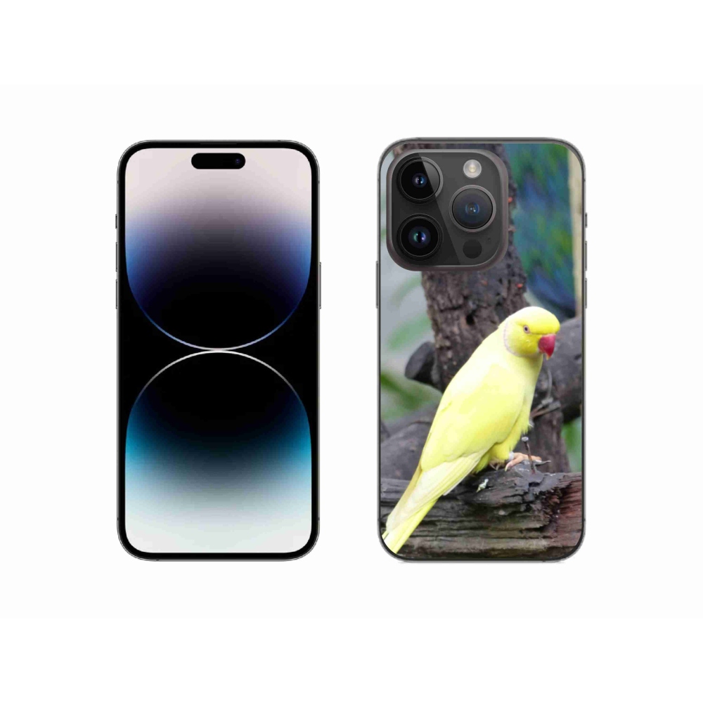 Gélový kryt mmCase na iPhone 14 Pro - papagáj alexander žltý