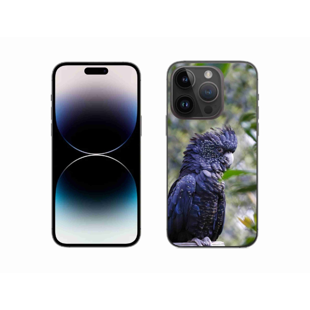 Gélový kryt mmCase na iPhone 14 Pro - papagáj kakadu čierny