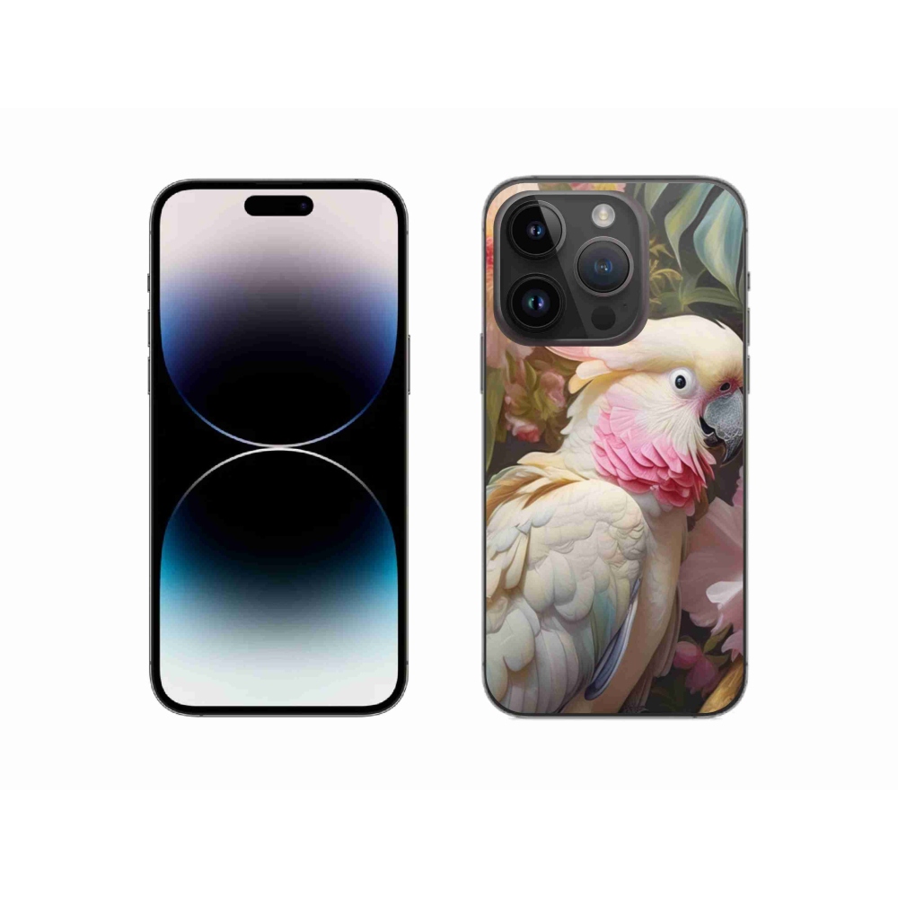 Gélový kryt mmCase na iPhone 14 Pro - papagáj kakadu ružový 2