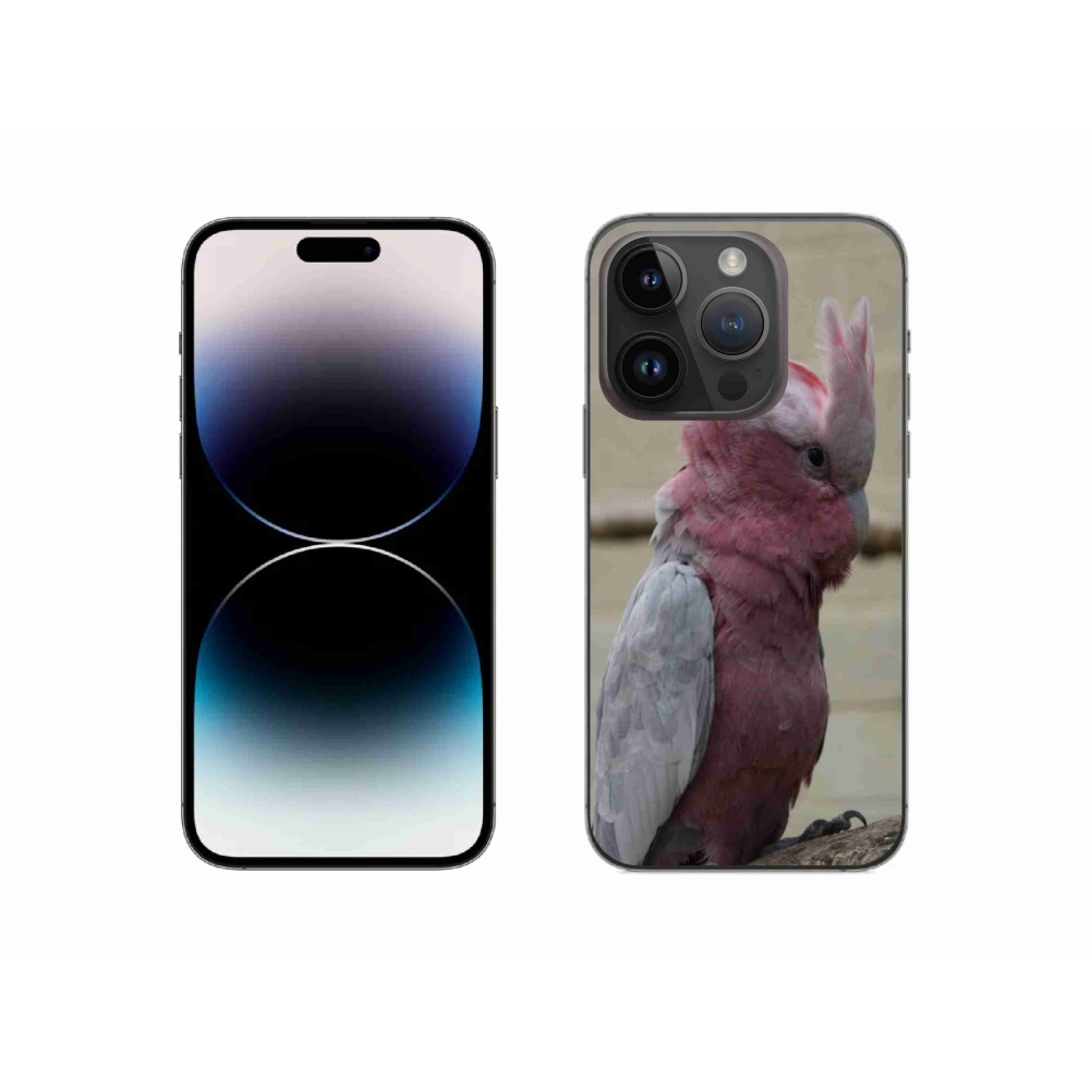 Gélový kryt mmCase na iPhone 14 Pro - papagáj kakadu ružový
